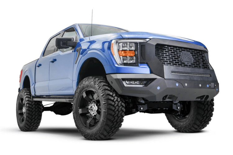 Fab Fours GR5000-1 Grumper 2.0 Front Bumper for 2021-2023 Ford F150 – aggressive non-winch steel bumper upgrade