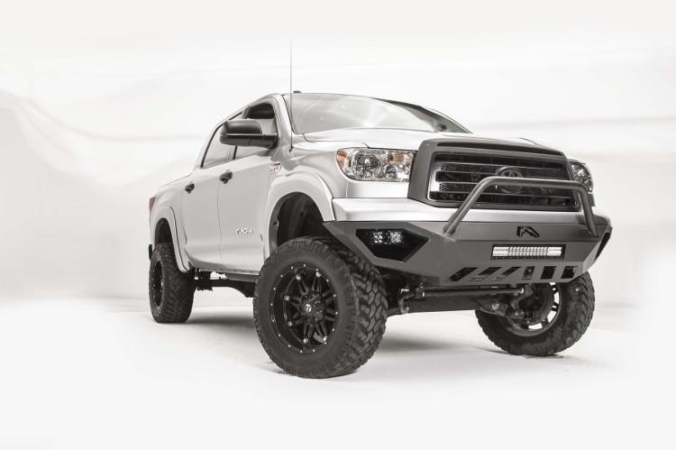 Fab Fours TT07-D4452-1 Vengeance pre-runner style front bumper for 2007–2013 Toyota Tundra, aggressive off-road design with sleek black finish.