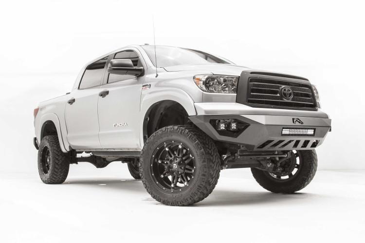 Fab Fours TT07-D4452-1 Vengeance pre-runner style front bumper for 2007–2013 Toyota Tundra, aggressive off-road design with sleek black finish.