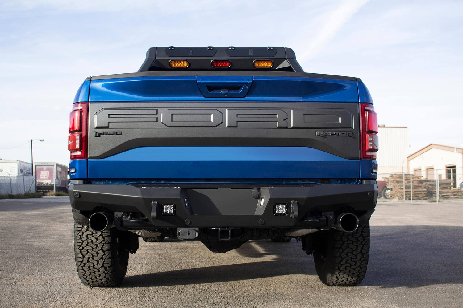 ADD R117321370103 2017-2020 Ford F150 Raptor Honeybadger Rear Bumper with Tow Hooks, Backup Sensors and Dually Mounts