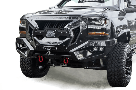 Fab Fours GR3800-1 Chevy Silverado 1500 2016-2018 Grumper Front Bumper Winch Ready Integrated Sensor Holes