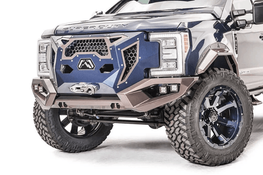 Fab Fours GR4100-1 Front Bumper for 2017-2022 Ford F250/F350 Super Duty – Winch Ready, Sensor Compatible, Heavy-Duty Grumper Design