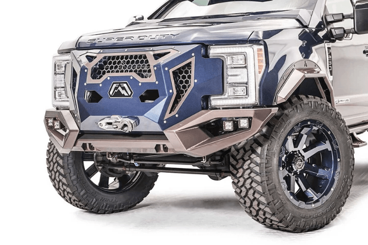 Fab Fours GR4100-1 Ford F250/F350 Superduty 2017-2019 Grumper Front Bumper Winch Ready Integrated Sensor Holes