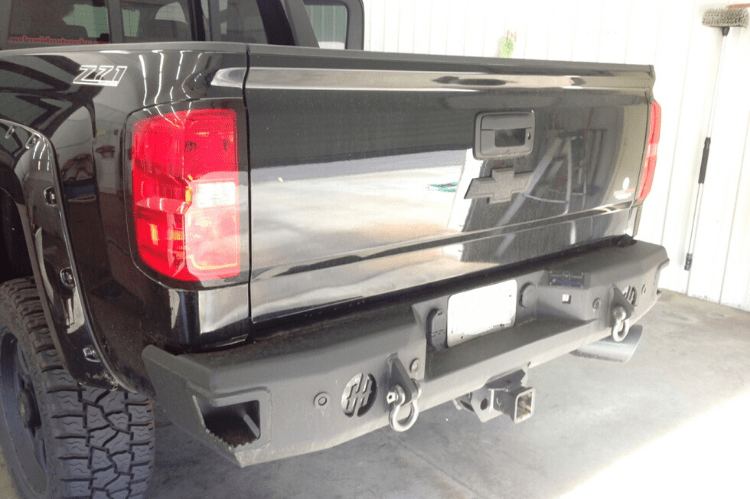 Back bumper upgrade for Silverado 2500/3500 featuring Hammerhead rugged design