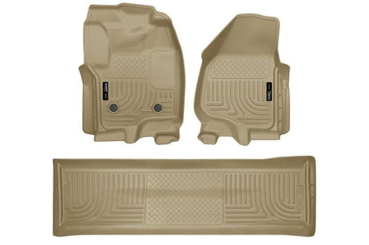 Husky Weatherbeater 2012-2016 Ford F250/F350/F450 Super Duty Front & 2nd Seat Floor Liner (Footwell Coverage) 99713 Tan