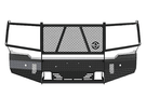 Ranch Hand FSG201BL1 Summit Front Bumper for 2020–2023 GMC Sierra 2500HD/3500HD, featuring heavy-duty diamond-plate steel construction, full grille guard, and compatibility with factory tow hooks and fog lights.