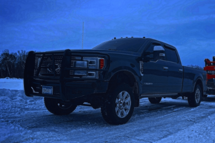 Ranch Hand FBF201BLRC Legend front bumper for 2017–2022 Ford F250/F350 Superduty, with camera access and durable black powder coat finish