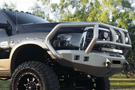 Road Armor 408R2B 2010-2018 Dodge Ram 2500/3500 Stealth Front Winch Ready Bumper Titan II Grille Guard, Black Finish and Square Fog Light Hole