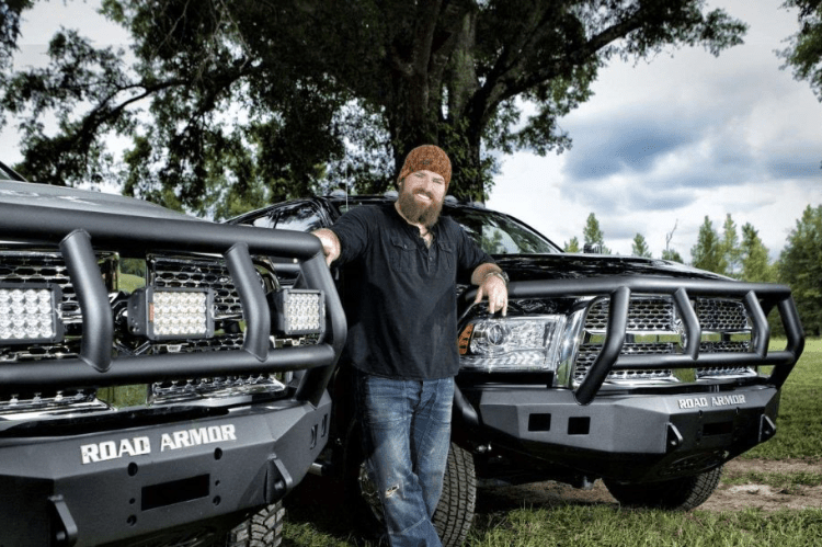 Road Armor 408R2B 2010-2018 Dodge Ram 2500/3500 Stealth Front Winch Ready Bumper Titan II Grille Guard, Black Finish and Square Fog Light Hole