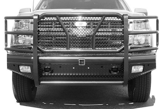 Steelcraft HD10420R HD Front Bumper with receiver for 2014–2018 Chevy Silverado 1500, heavy-duty steel construction with textured black finish and winch-ready design.