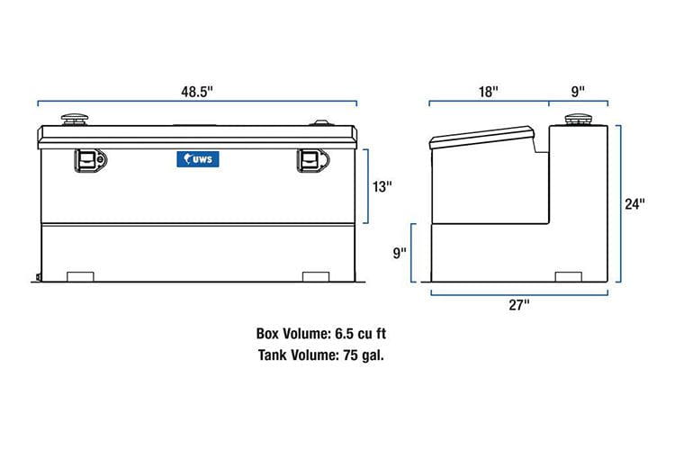 UWS ST-75-COMBO-MB Ford F250/F350/F450 Super Duty Matte Black 75-Gallon Steel Aluminum Combo Transfer Tank