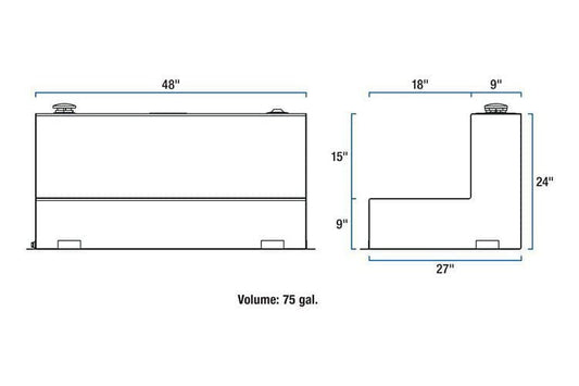 UWS ST-75-L-W Ford F250/F350/F450 Super Duty White 75-Gallon L-Shaped Steel Transfer Tank