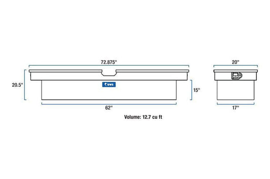 UWS TBD-72 Ford F250/F350/F450 Super Duty 1999-2022 Bright Aluminum 72" Deep Gull Wing Crossover Truck Tool Box