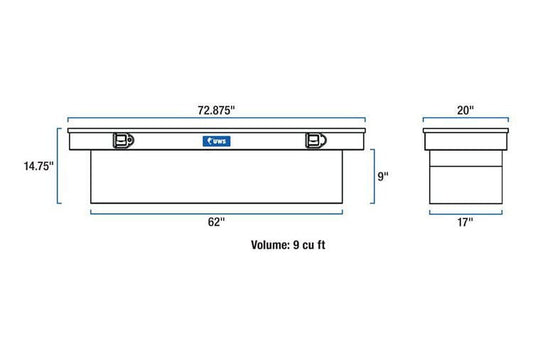 UWS TBS-72-BLK Ford F250/F350/F450 Super Duty 1999-2022 Gloss Black Aluminum 72" Crossover Truck Tool Box