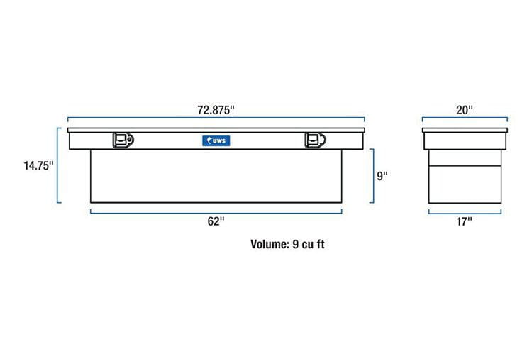 UWS TBS-72 Ford F250/F350/F450 Super Duty 1999-2022 Bright Aluminum 72" Crossover Truck Tool Box