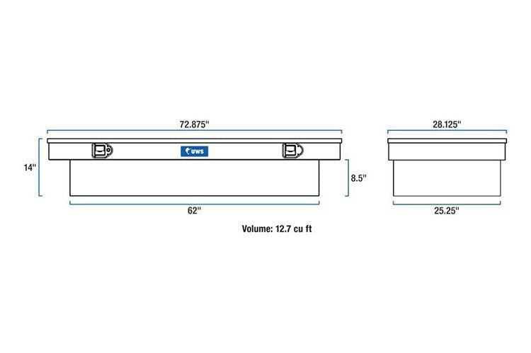 UWS TBS-72-LBTA Ford F250/F350/F450 Super Duty 1999-2022 Bright Aluminum 72" Extra-Wide Crossover Truck Tool Box