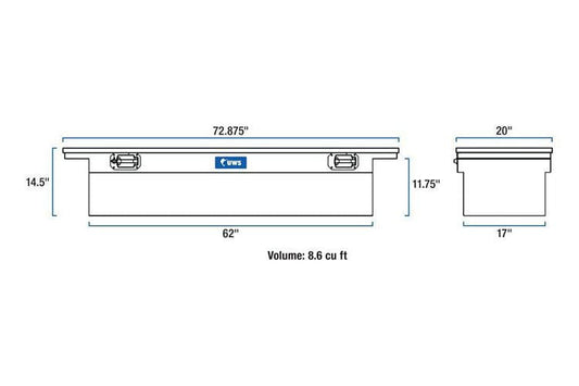 UWS TBS-72-LP-PH-B Ford F250/F350/F450 Super Duty 1999-2022 Gloss Black 72" Pull Handle Truck Tool Box With Low Profile