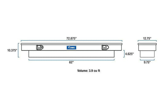 UWS TBS-72-SL-BLK Ford F250/F350/F450 Super Duty 1999-2022 Gloss Black Aluminum 72" Slim-Line Crossover Truck Tool Box