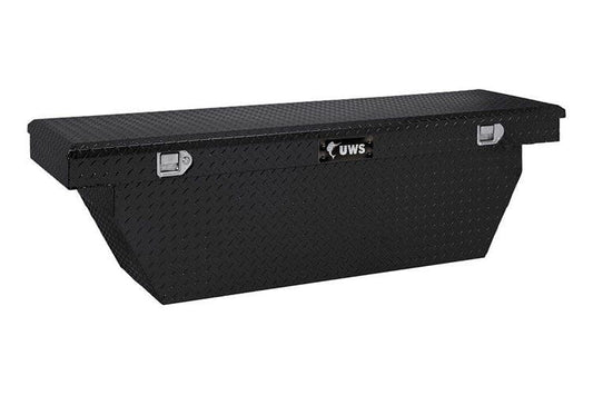 UWS TBSD-72-A-BLK Ford F250/F350/F450 Super Duty 1999-2022 Gloss Black Aluminum 72" Deep Angled Crossover Truck Tool Box