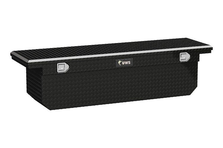 UWS TBSD-72-A-LP-B Ford F250/F350/F450 Super Duty 1999-2022 Gloss Black Aluminum 72" Deep Angled Crossover Truck Tool Box With Low Profile