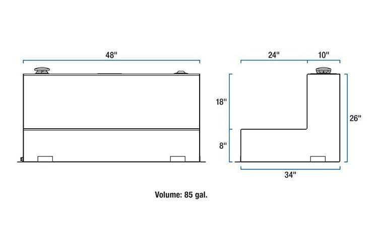 UWS TT-85-COMBO Aluminum Transfer Tank 85 Gallon Combo Tank Bright