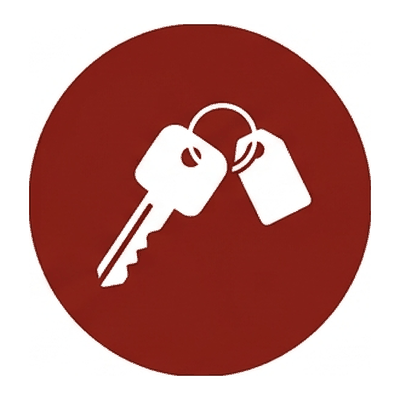 A truck key with a red tag